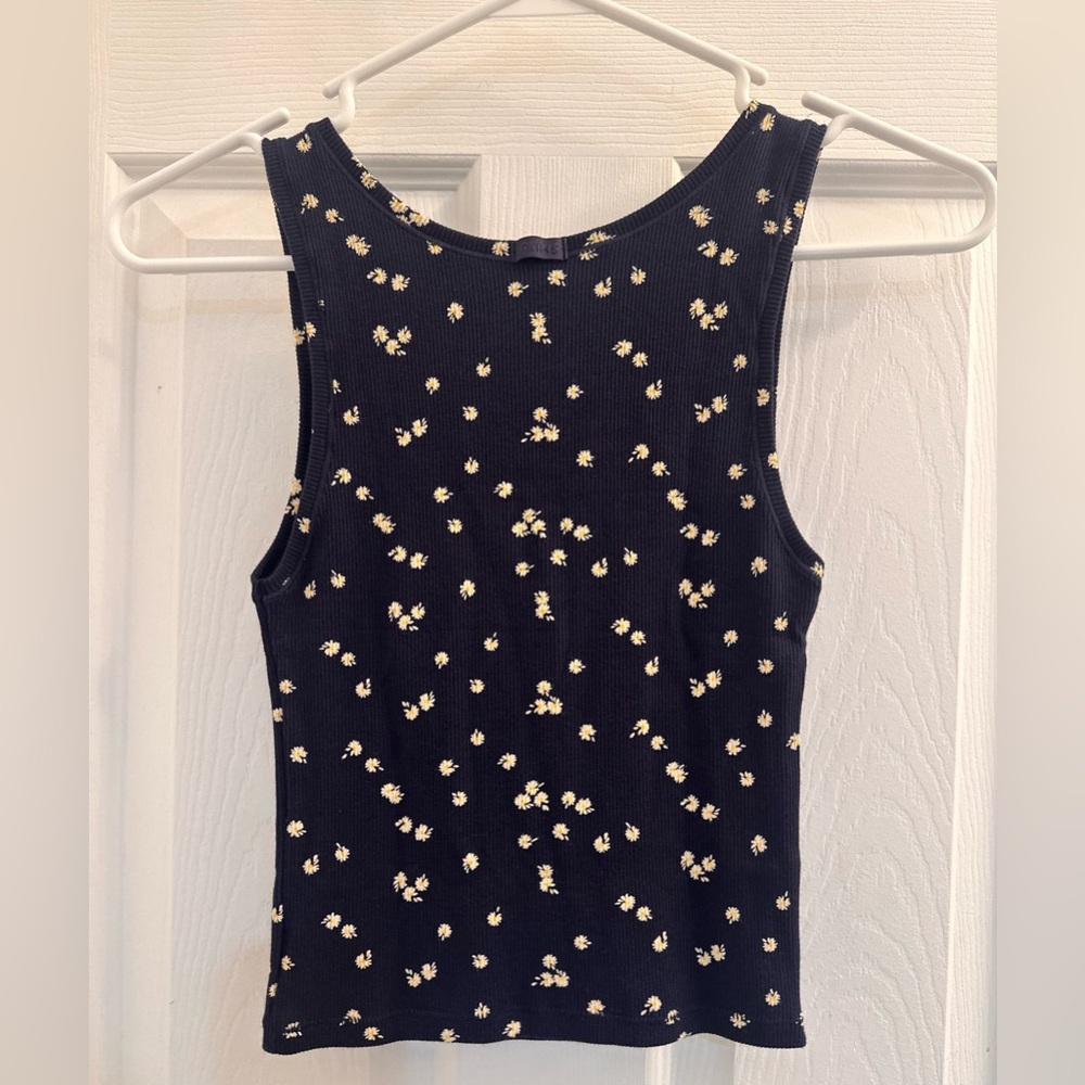 SKIMS Cotton Rib Tank Top in Navy Daisy Print size Large - Picture 4 of 9
